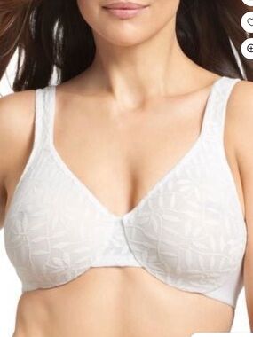 Olga by Warners Lace Sheer Leaves Underwire Minimizer Bra 42D